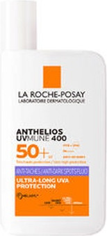 Fluid La Roche-Posay Anthelios Uv-Mune 400 Anti-Pigmentflecken Fluid LSF 50+','type':'Fluid','category':'Gesichtssonnenschutz','brand':'La Roche-Posay','description':'Dieses fortschrittliche Sonnenschutzfluid von La Roche-Posay bietet einen sehr hohen Schutz vor UVA- und UVB-Strahlen mit LSF 50+. Es wurde speziell entwickelt, um Pigmentflecken vorzubeugen und ihr Erscheinungsbild zu mindern. Es bietet einen Breitbandschutz und behält gleichzeitig ein leichtes, nicht fettendes Gefühl, ideal für die tägliche Anwendung im Gesicht.

Seine innovative Formel integriert modernste UV-Filtertechnologie, um maximalen Schutz vor Sonnenschäden zu gewährleisten. Die Formulierung ist leicht genug, um sie angenehm unter dem Make-up oder allein zu tragen.','properties':[{'name':'Schutzfaktor','description':'LSF 50+'},{'name':'Hauptvorteil','description':'Anti-Pigmentflecken'},{'name':'Textur','description':'Fluid'},{'name':'Anwendungsbereich','description':'Gesicht'},{'name':'Technologie','description':'Uv-Mune 400'}]}