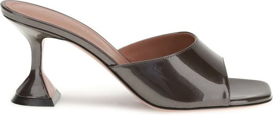 Brown Calf Leather Bos Taurus Stiletto Heel Sandals by Amina Muaddi
