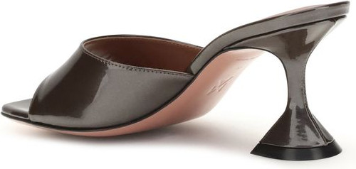 Brown Calf Leather Bos Taurus Stiletto Heel Sandals by Amina Muaddi