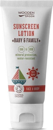 Lotion Sun Protection Organic Certified Sunscreen Wooden Spoon Baby & Family 50 SPF