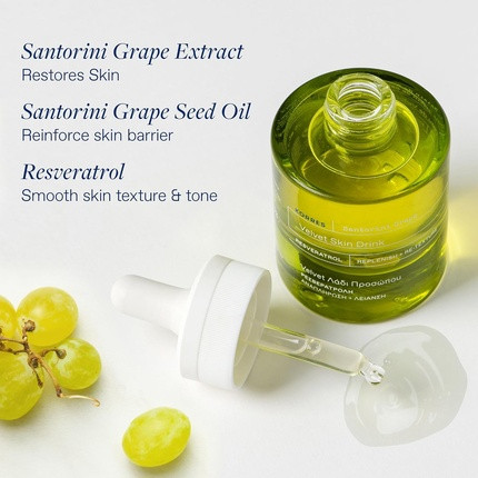 Serum Korres Santorini Grape Velvet Skin Drink to Even Skin Tone for Radiant Skin