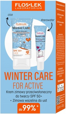 Facial Care Set Floslek Winter Care For Active Protective Cream For Face And Lip Balm