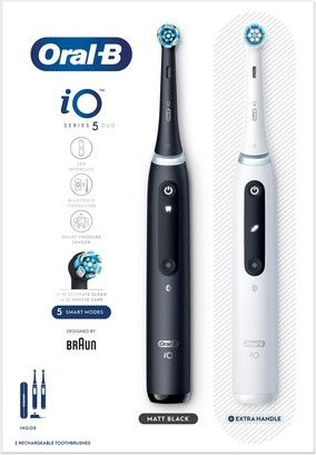 Elektrische Zahnbürsten Oral-B Io5 Duo Pack Schwarz Ucb & Weiß Sc