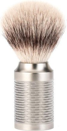 Shaving Brush Muhle Rocca Pure Matt Stainless Steel Silvertip Fibre