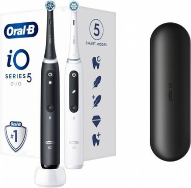 Elektrische Zahnbürste Oral-B Io Serie 5 Matt Schwarz Quiet White Duo Pack