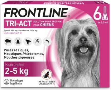 Frontline Tri-Act Dog Anti-Flea, Tick, Lice, and Larvae Treatment for 2-5 Kg