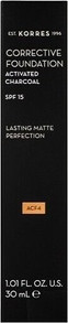 Тональная основа Korres Corrective Foundation с активированным углем, стойкая матовая, SPF10