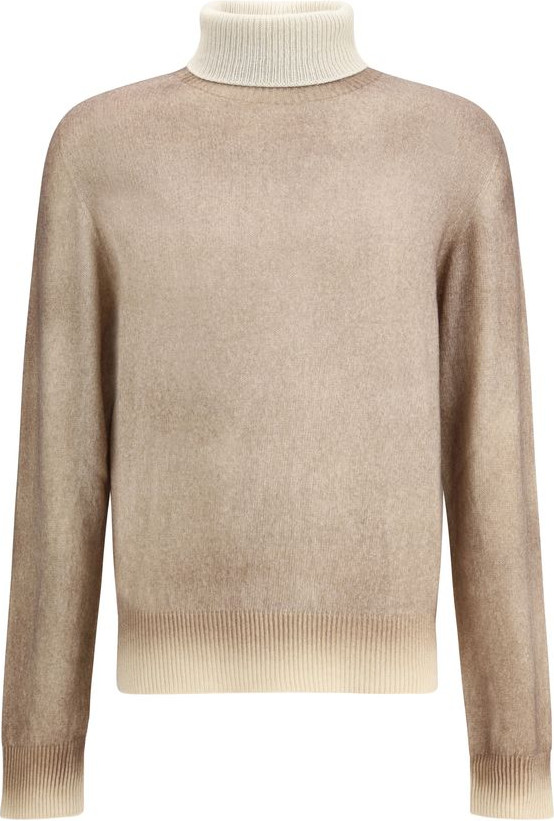Коричневый кашемировый свитер с воротником-гольф Aragona Cashmere