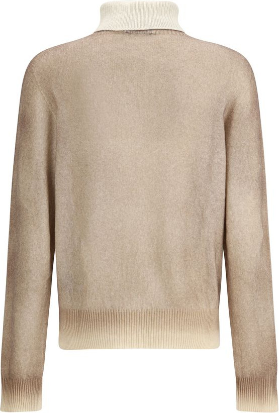 Коричневый кашемировый свитер с воротником-гольф Aragona Cashmere