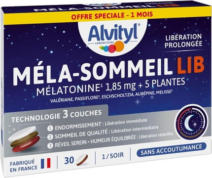 Alvityl Melasommeil Lib Trilayer Tablet mit 5 Pflanzen