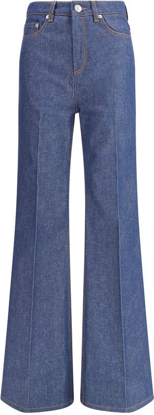 Blue Cotton Flared Jeans AMI Paris