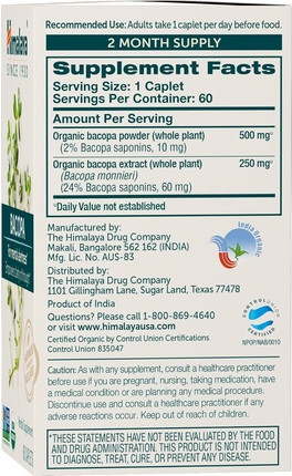 Kräuterzusatz Himalaya Himalaya Bio Bacopa Monnieri Nootropisches Kräuterpräparat
