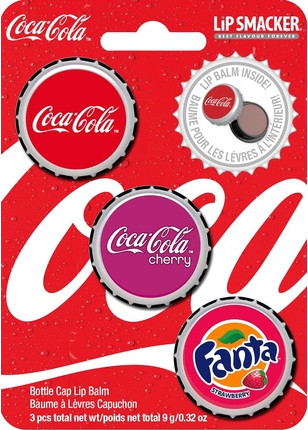 Бальзам для губ Lip Smacker Коллекция Coca-Cola Ароматизированные бальзамы для губ - Классическая Кола, Вишневая Кола, Фанта Клубника