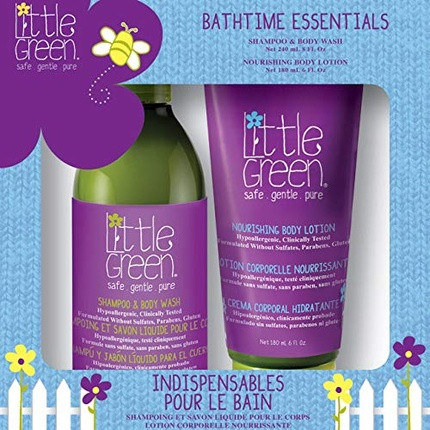 Haar- und Körperwäsche und Körperlotion Little Green Kinder Badezeit-Essentials-Set