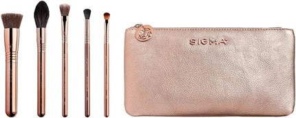 Brush Set Sigma Beauty Iconic Rose Gold Brush Set 5 Makeup Brushes and Makeup Bag
