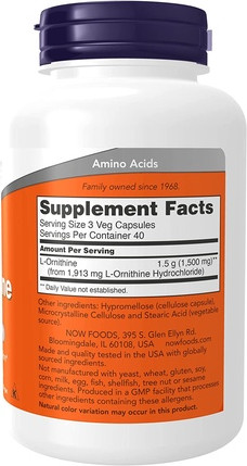 Amino Acid Supplement Now Foods L-Ornithine Hydrochloride