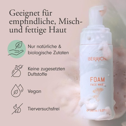 Reinigungsschaum Berrichi Bio Gesichtsreinigungsschaum mit Astaxanthin für Akne-anfällige Haut