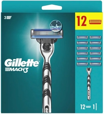 Shaver Gillette Mach3 Regular Shaver With 12 Heads