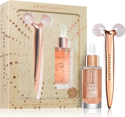 Facial Massage Set Crystalove Golden Rose Quartz 3D Lift & Sculpt Set