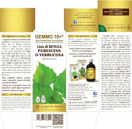 Alkoholfreies GEMMO 10+ Birken-Lymph Dr Giorgini
