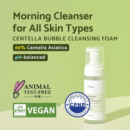Foaming Facial Cleanser Iunik Centella Bubble Foaming Vegan Facial Cleanser with Tea Tree Extracts Centella Asiatica Extract 69%