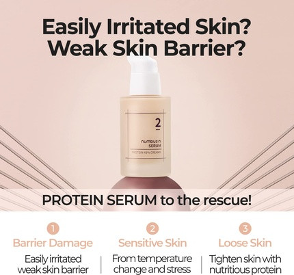 Creamy Serum Numbuzin No.2 Protein 43% Creamy Serum with Core Protein Complex, Oat Protein, Ceramide, Panthenol