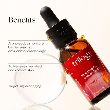 Facial Oil Trilogy Rosehip Oil Antioxidant+ Certified Organic Hydration & Repair Beauty Oil