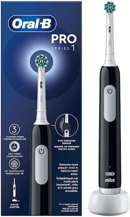 Oral-B Pro 1 Cross Action Qora Rang Elektr Tish Yuvish Vositasi