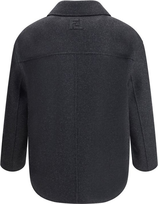 Fendi Gray Fleece Wool Coat