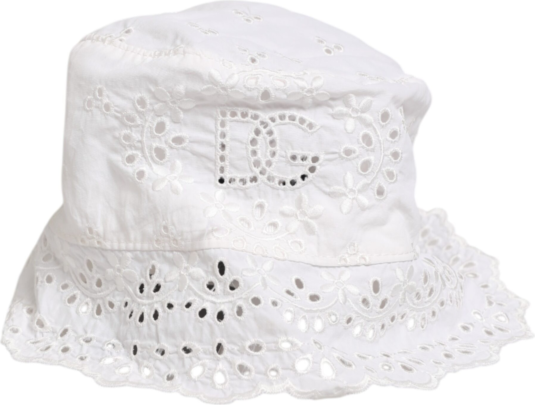 Hat Dolce & Gabbana White Nylon Cut Out Bucket Logo Capello Hat