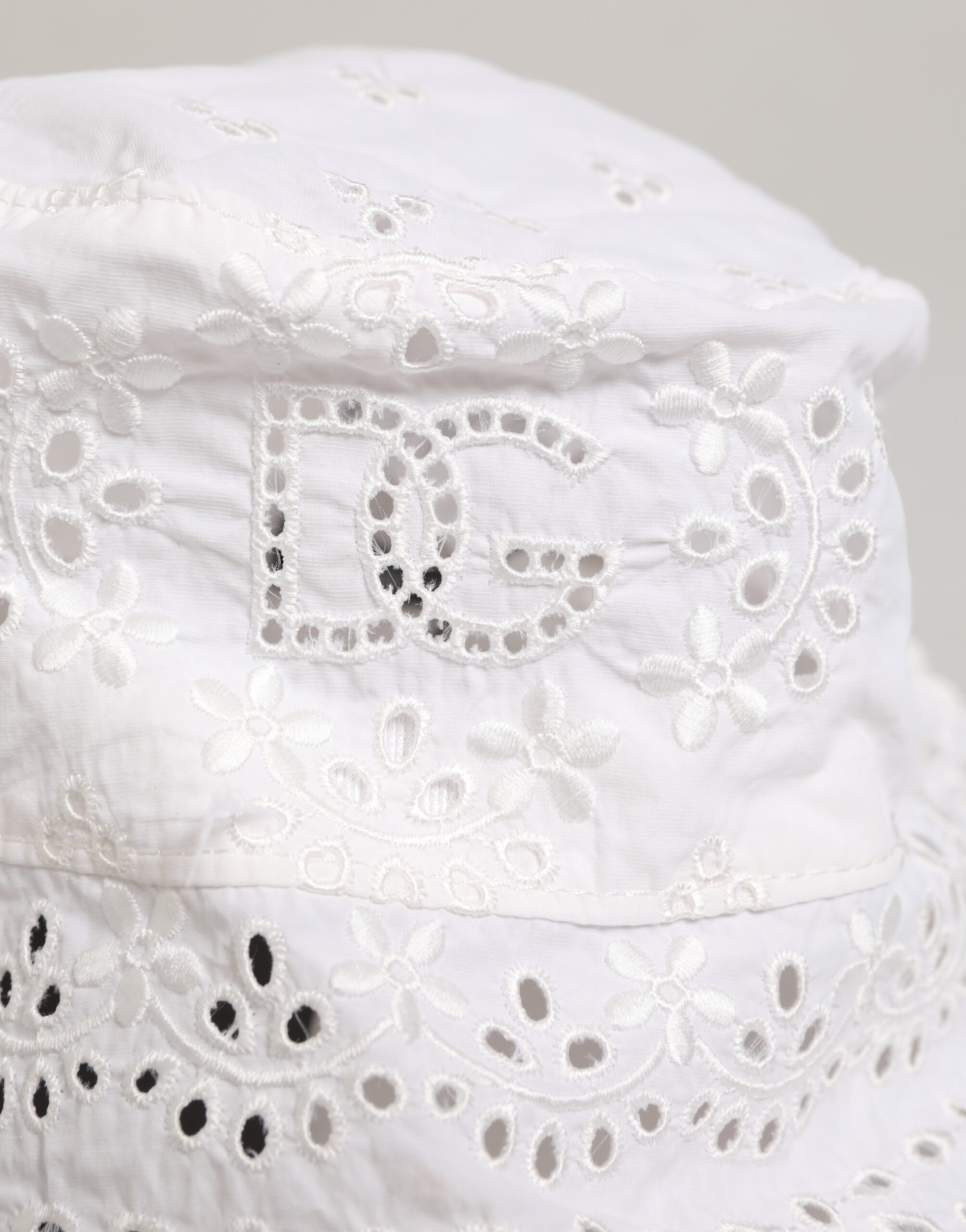 Hat Dolce & Gabbana White Nylon Cut Out Bucket Logo Capello Hat