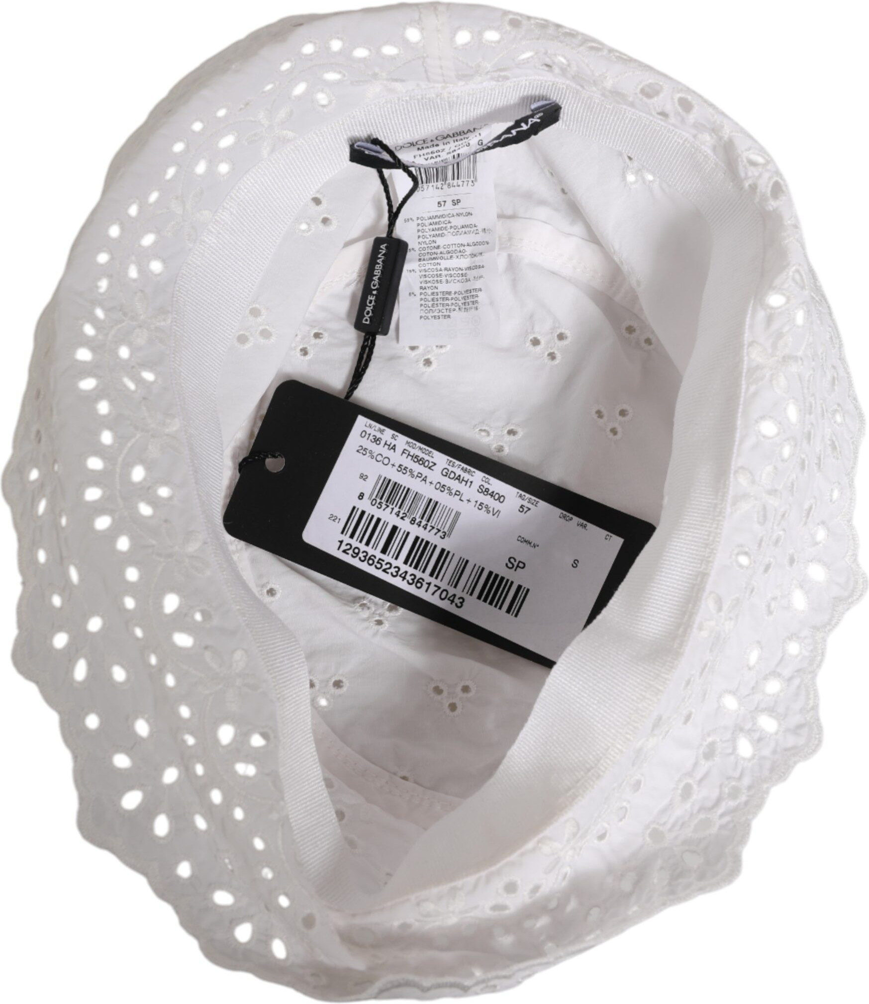 Hat Dolce & Gabbana White Nylon Cut Out Bucket Logo Capello Hat