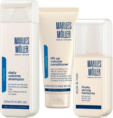 Haarpflege-Set Marlies Moller Lift-Up Haarspülung für Volumen, Stärker Halt Haarspray, Tägliches Volumen-Haarshampoo