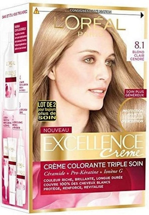 Permanente Haarfarbe L'Oreal Professional Excellence Triple Care Hell Aschblond