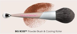 Powder Brush Beautyblender Big Boss Double-Sided Powder Brush for Setting Powder, Pressed Powder, Bronzer, and More with Cooling Anti-Puff Face Roller for Soothing Skin