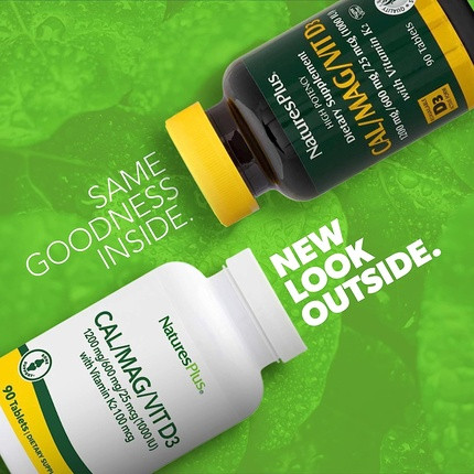 Nature's Plus Cal/Mag/VIT D3 Nahrungsergänzungsmittel mit Vitamin K2 für Knochengesundheit