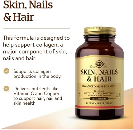 Tablets Solgar Skin Nails and Hair Improved MSM Formula with Vitamin C