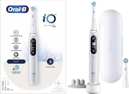 Электрическая зубная щетка BRAUN Oral-B iO 6 Вибрирующая зубная щетка для взрослых Белая