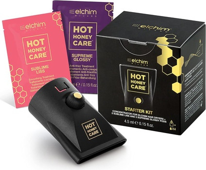 Hair Care Set Elchim Hot Honey Care Starter Kit Intensive Conditioning System with Nozzle and 4 Single Use Treatments