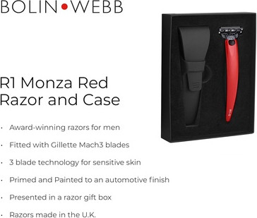 Ручка для бритья Bolin Webb Monza Red с дорожным футляром, оснащенная лезвием Gillette Mach3