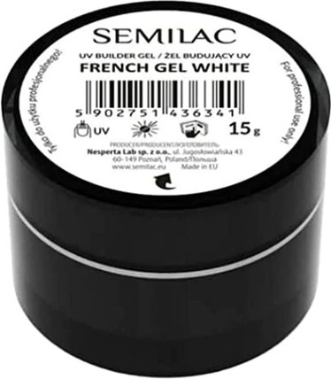 Builder Gel Semilac Semilac French White Tirnoqlarni Mustahkamlash va Uzaytirish uchun Gel
