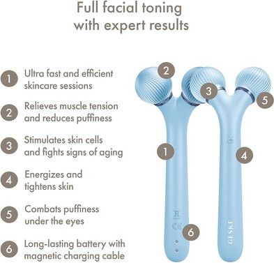 Yuz uchun massaj moslamasi Geske Smartappguidedtm Sonic Facial Roller 4 ta 1 moslama