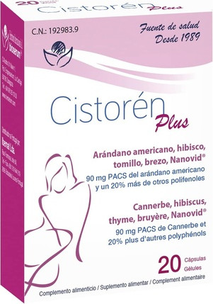 Cistoren Plus Herbal Supplement 20 Capsules with Cranberry and Hibiscus