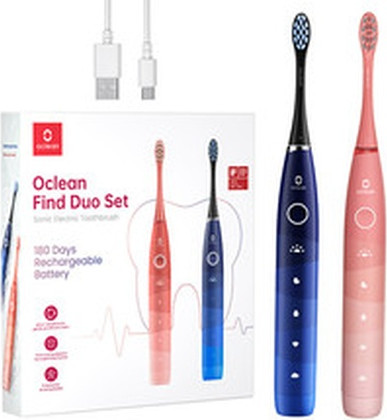 Electric Toothbrushes Oclean Find Duo Set Sonic Electric Toothbrushes with Whitening 180 Days Battery Life - Twin Pack Set