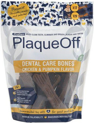 Hundeleckerlis Swedencare Proden Plaqueoff Dental Bones Hähnchen und Kürbis