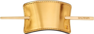 Haarspange Balmain aus Nappaleder Gold und 14 Karat vergoldeter Stab