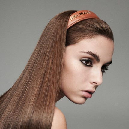Headband Balmain Genuine Leather Headband With 18k Gold Plated Logo
