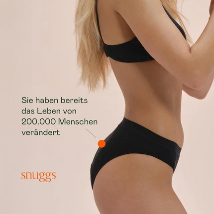 Snuggs Unterwäsche Letter Period Underwear für starke Blutung, dünn und saugfähig, Menstruationsunterwäsche aus Tencel Lyocell, nachhaltige Alternative zu Tampons und Binden, Made in EU