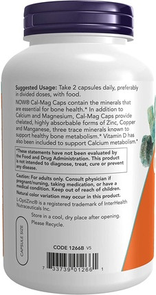 Vitamin Serum Now Foods Cal-Mag mit Zink, Kupfer, Mangan und Vitamin D