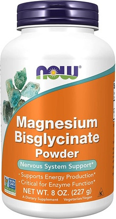 Now Foods Magnesium Bisglycinat Pulver - Unterstützt Enzymfunktion und Nervensystem